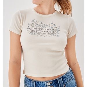 American Eagle Band Tee Dolly Parton Fan Cropped Ribbed Baby Tee Large